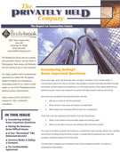 Newsletter with topics on buying and selling a business in the Philadelphia Region