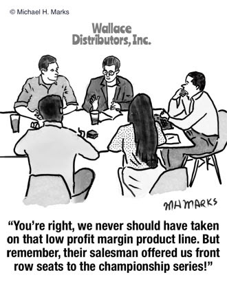 A business team discusses a poor past deal that came with good perks